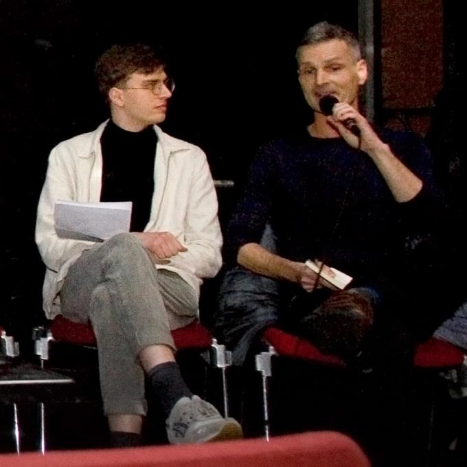 Moderator Jonas Eickhoff (IfS & IfE) und Bernd Friedmann (Nonplace)