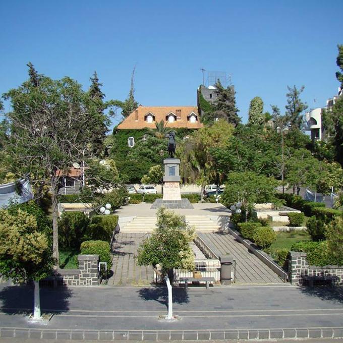 Sultan Basha Al Atrash Square with old French building in the back