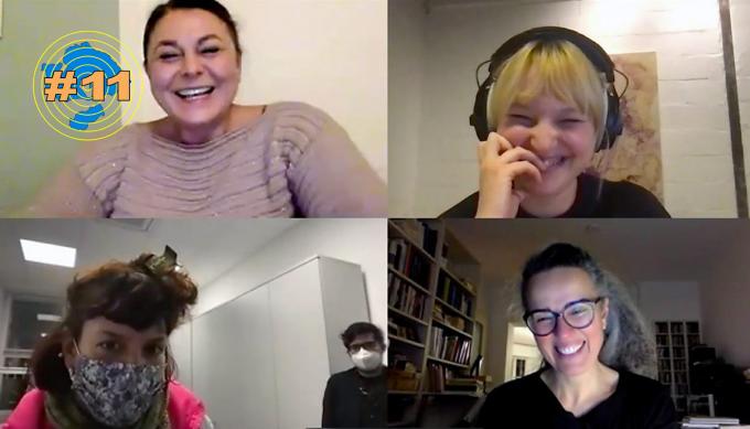 Olga Felker im Gespräch mit Nesrin Tanç, Johanna-Yasirra Kluhs, Fabian Saavedra-Lara und Aurora Rodonò. Foto: Olga Felker