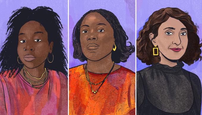 Miki Welde, Cate Lartey und Dr. Dilek Tepeli. Illustration von @patuparia