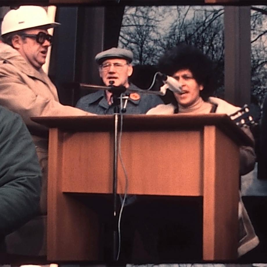 "35-Stunden-Woche ist das Ziel, Teil II”, Film von R. Schenkmann-Raguse. Foto: Archiv für Familien- und Amateurfilm des Ruhrgebiets / Interkultur Ruhr