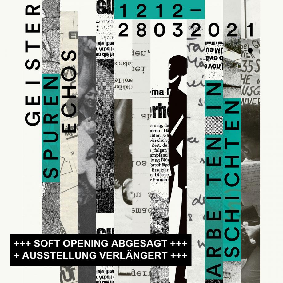 Geister, Spuren, Echos: Arbeiten in Schichten. Ausstellungsplakat Akademie der Künste der Welt, Köln