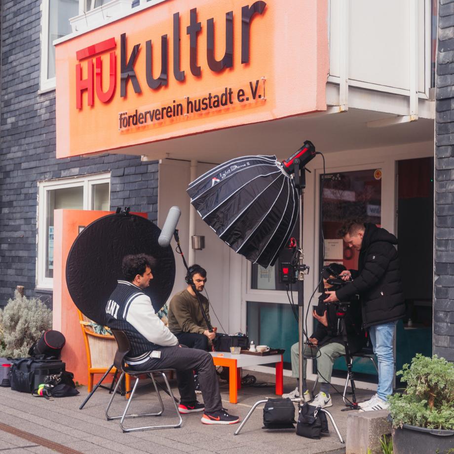 Dreharbeiten zum Dokumentarfilm „Hustadt“. Foto: Jonas Kuhlbrodt