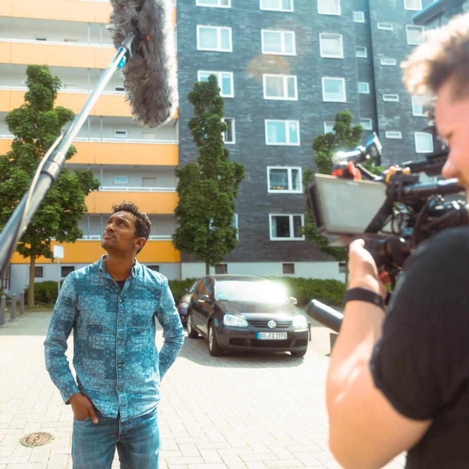Dreharbeiten zum Dokumentarfilm „Hustadt“. Foto: Jonas Kuhlbrodt