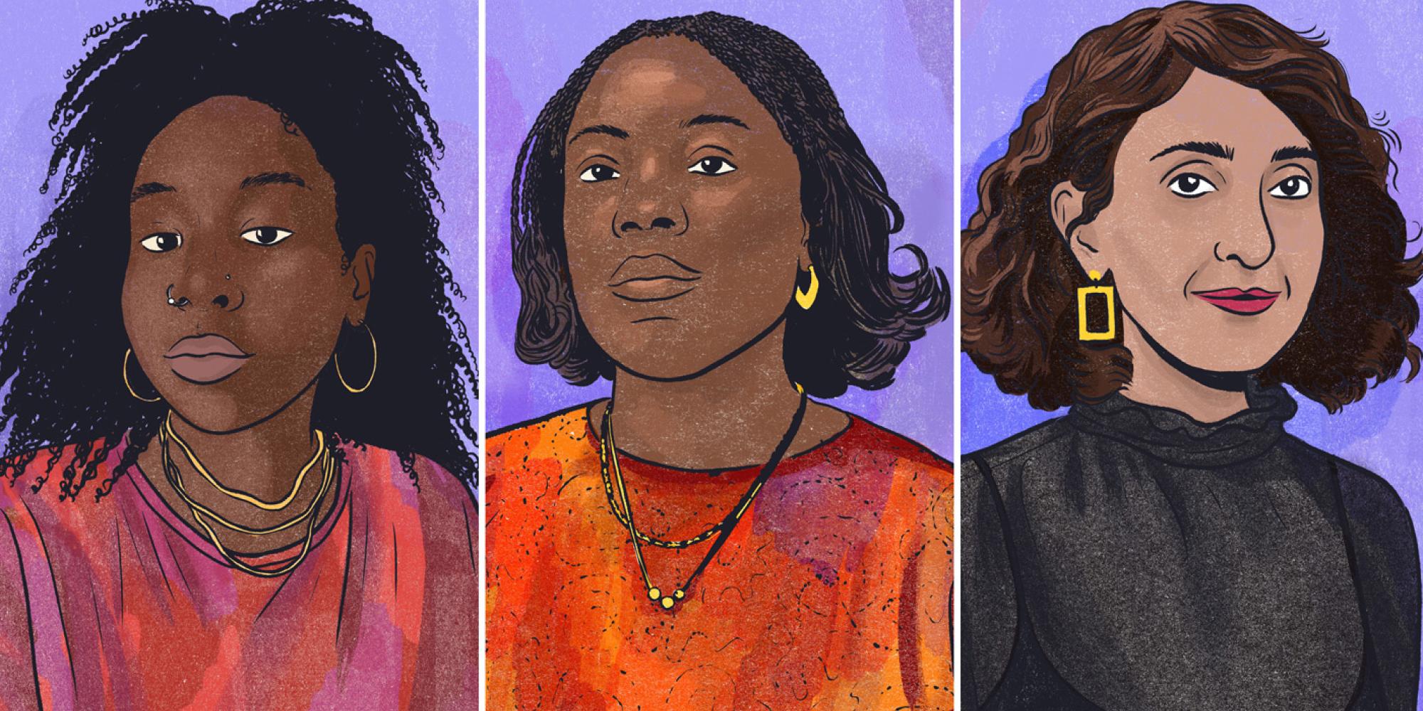 Miki Welde, Cate Lartey und Dr. Dilek Tepeli. Illustration von @patuparia